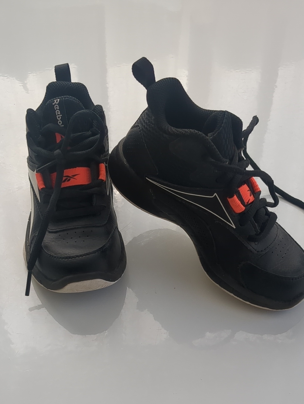 Reebok Kids Black Sneakers with Orange Accents